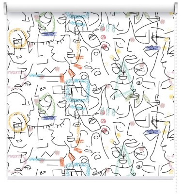 Faces and pastel colors, Line Art, Ρολοκουρτίνες, 100 x 48 εκ.